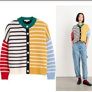 Alex Mill Cashmere Nico Cardigan Sweater in Colorblock